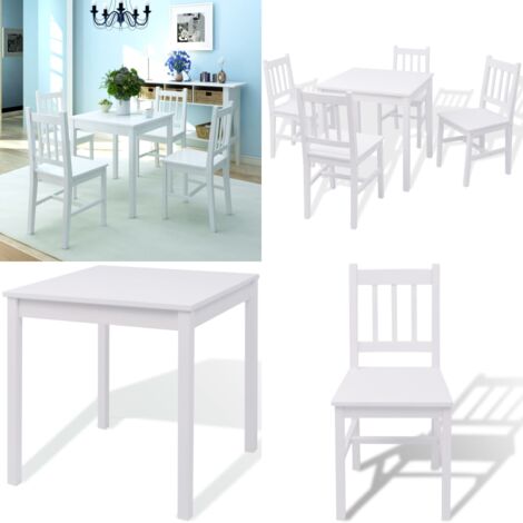 Conjunto de comedor 5 piezas madera de pino blanco - Conjunto de comedor - Mesa de comedor