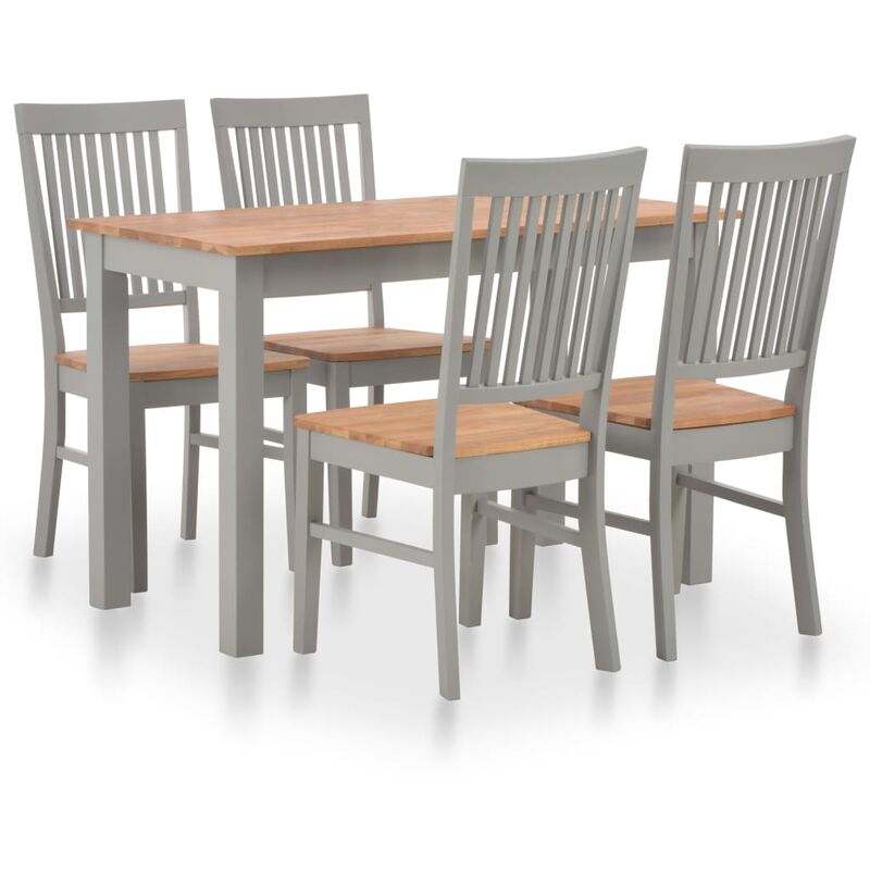 

vidaXL Madera Maciza de Roble Conjunto de Comedor 5 Piezas Gris - Gris