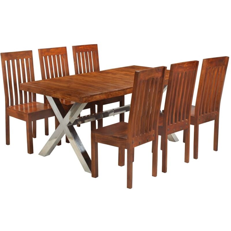 

Conjunto de comedor 7 piezas madera acacia acabado sheesham