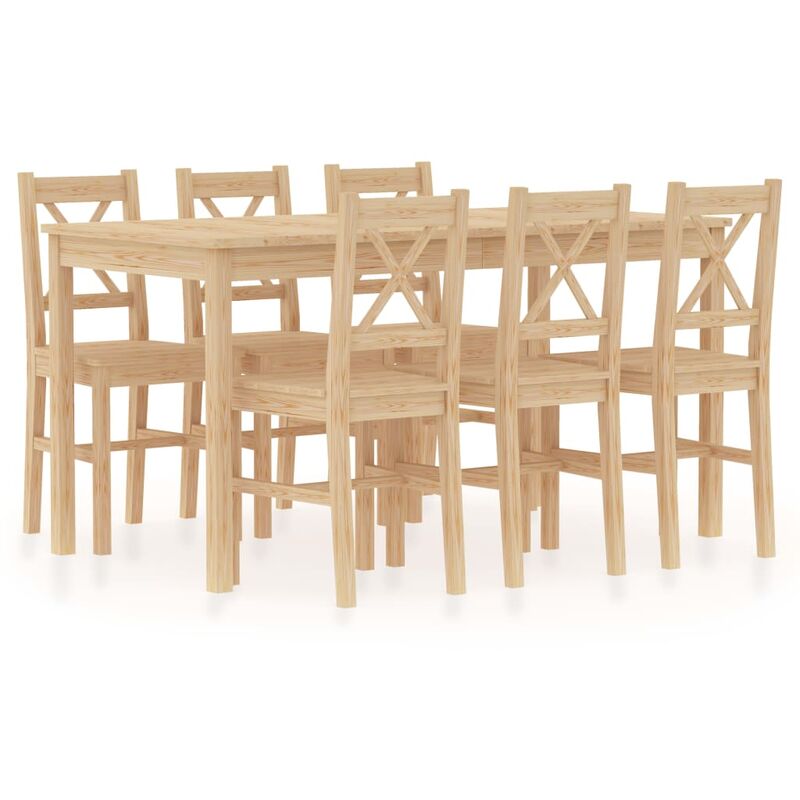 

Conjunto de comedor 7 piezas madera de pino - Marrón