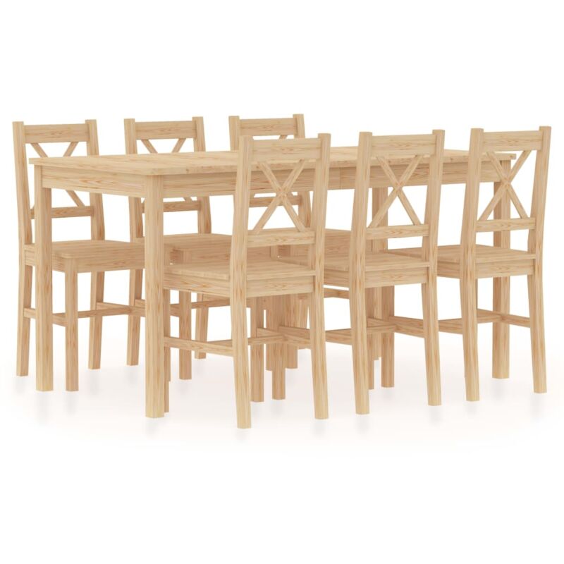

vidaXL Conjunto de Comedor Madera de Pino 7 Piezas Natural - Marrón
