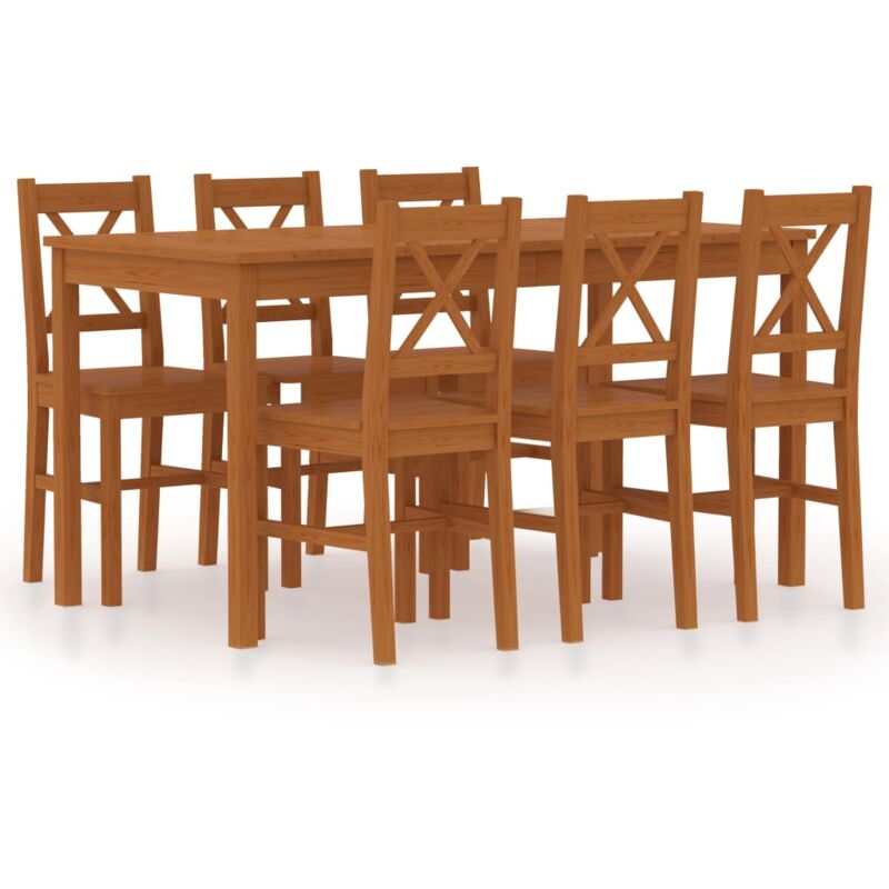 

vidaXL Conjunto de Comedor Madera de Pino 7 Piezas Marrón Miel - Marrón