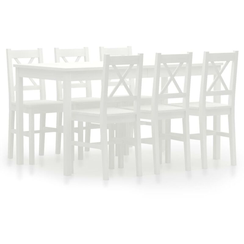 

vidaXL Conjunto de Comedor Madera de Pino 7 Piezas Blanco - Blanco