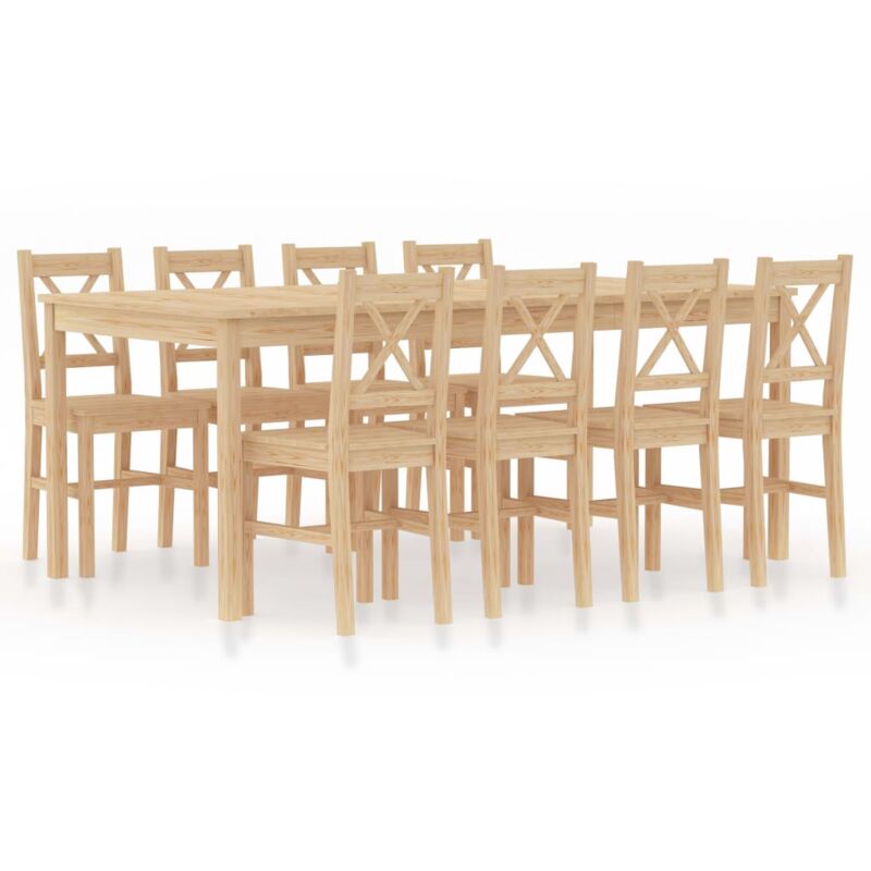 

vidaXL Conjunto de Comedor Madera de Pino 9 Piezas Natural - Marrón