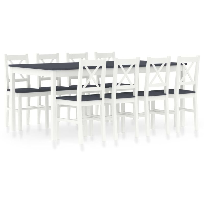 

Vidaxl - Conjunto de Comedor Madera de Pino 9 Piezas Blanco y Gris - Gris