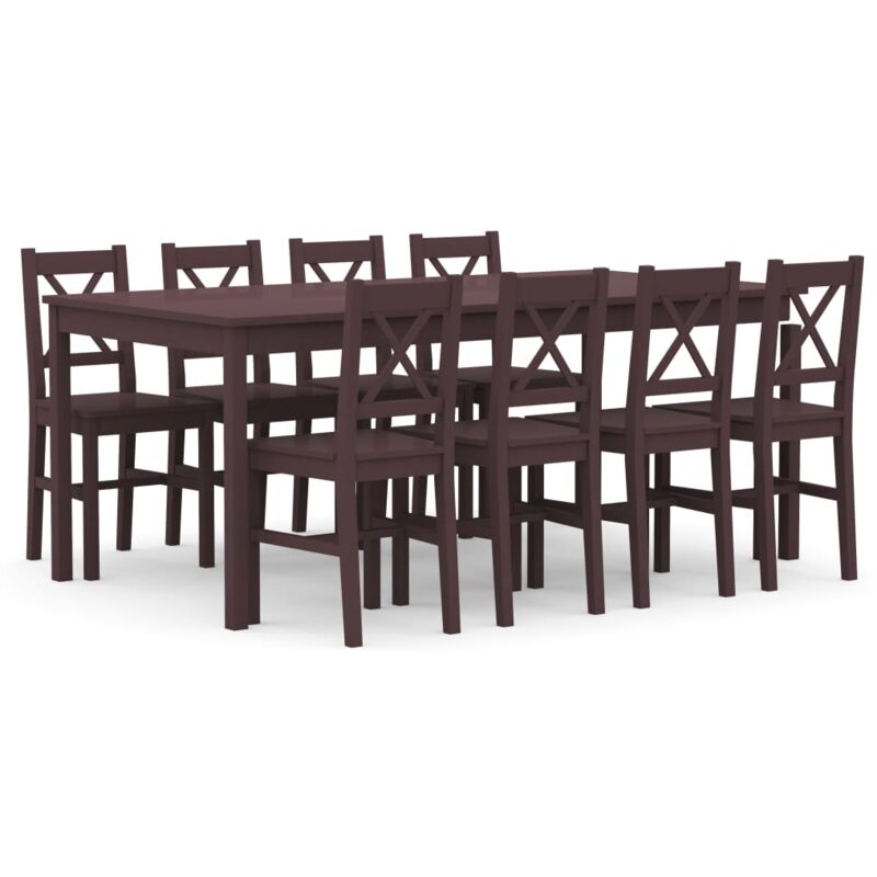

Vidaxl - Conjunto de Comedor Madera de Pino 9 Piezas Marrón Oscuro - Marrón