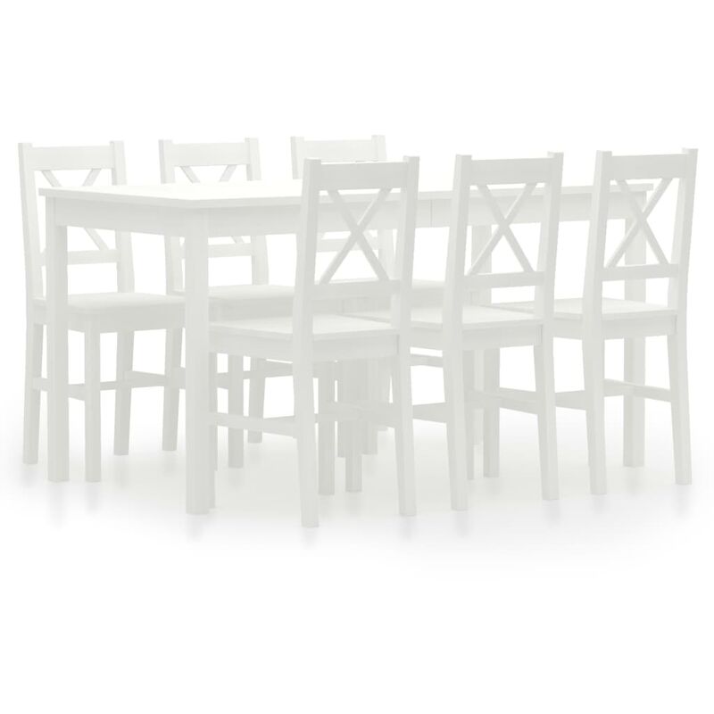 

Conjunto de comedor 7 piezas madera de pino blanco - Blanco