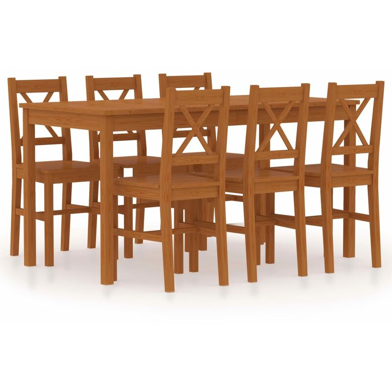 

Conjunto de comedor 7 piezas madera de pino marrón miel - Marrón