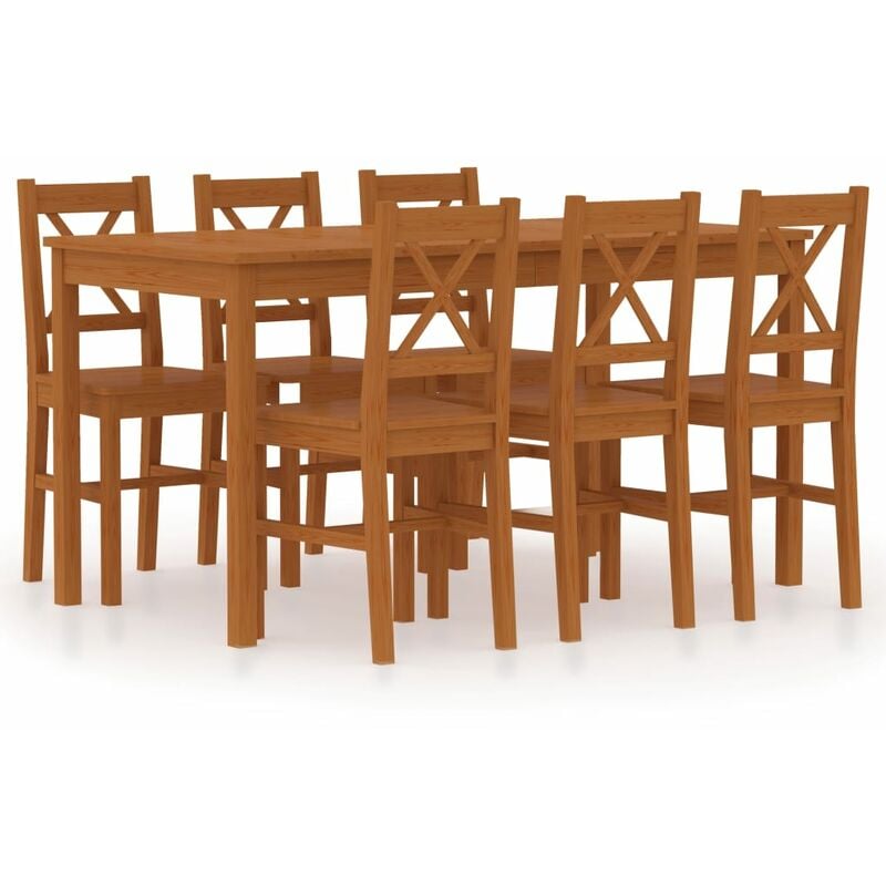 

Conjunto de comedor 7 piezas madera de pino marrón miel