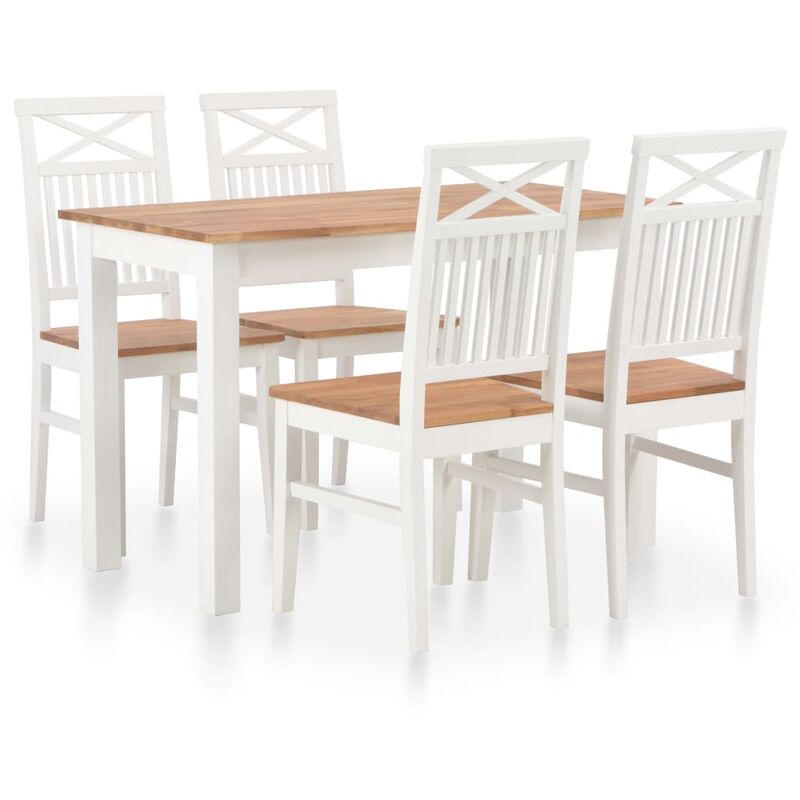 

vidaXL Madera Maciza de Roble Conjunto de Comedor 5 Piezas - Blanco