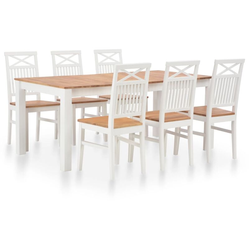 

vidaXL Madera Maciza de Roble Conjunto de Comedor 7 Piezas - Blanco