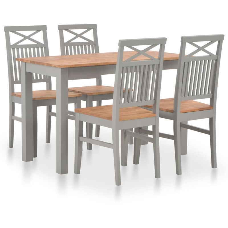 

vidaXL Madera Maciza de Roble Conjunto de Comedor 5 Piezas - Gris