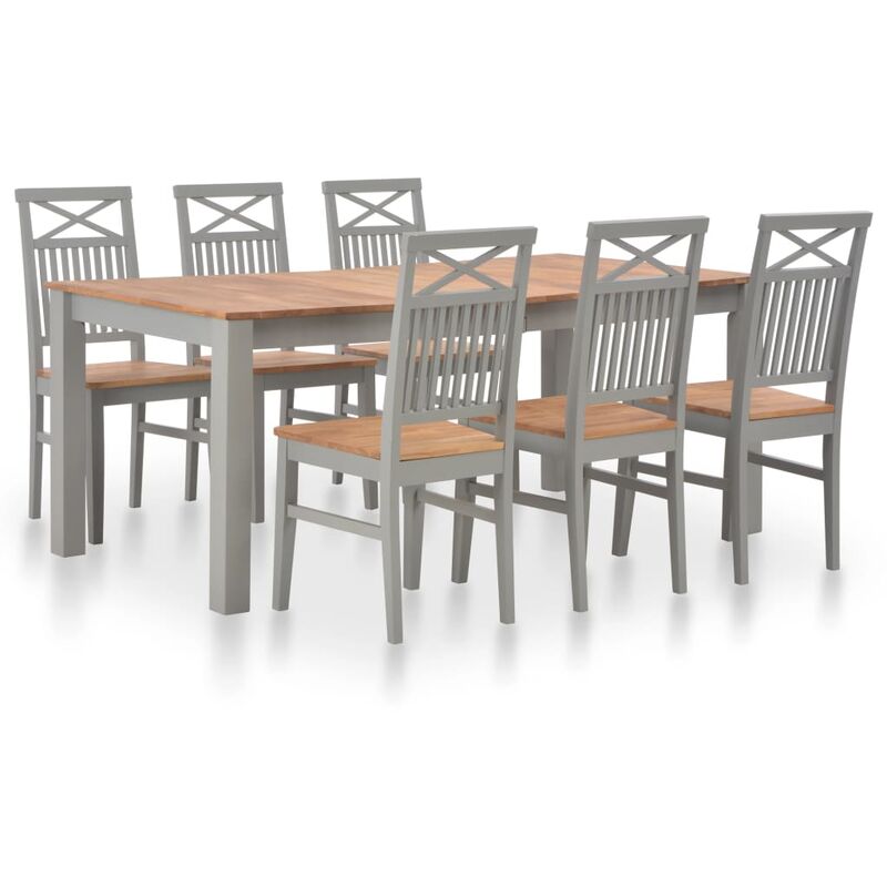 

vidaXL Madera Maciza de Roble Conjunto de Comedor 7 Piezas - Gris