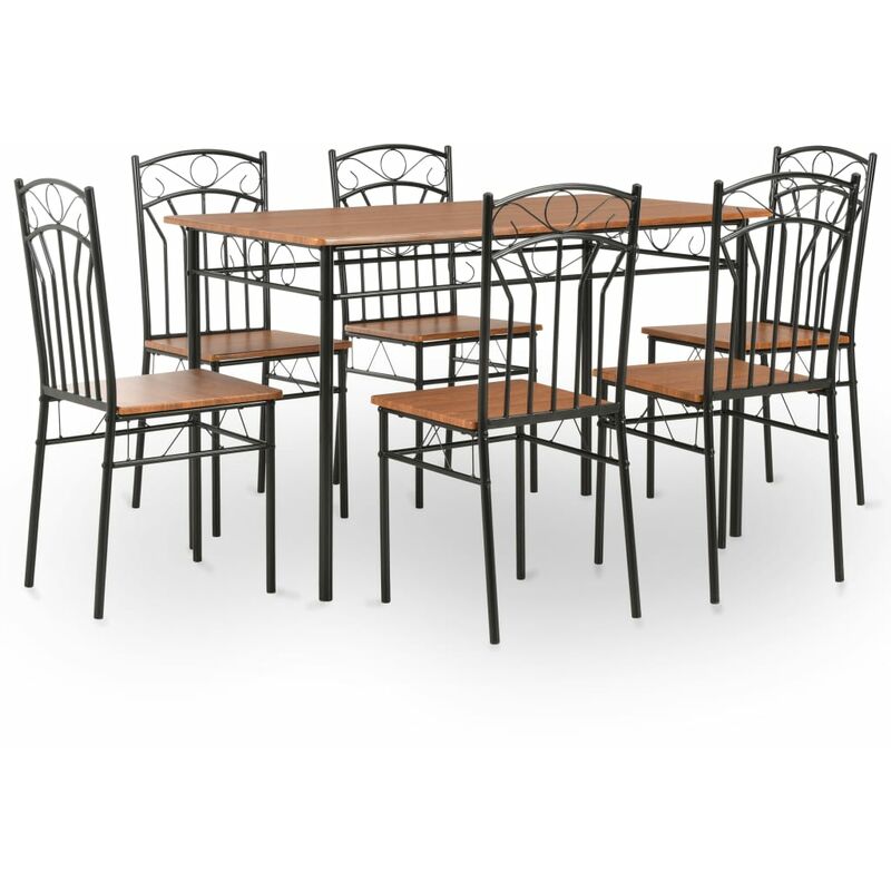 

Conjunto de comedor 7 piezas MDF y acero marrón - Marrón