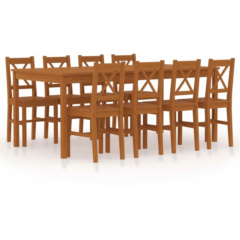 

Conjunto de comedor 9 piezas madera de pino marrón miel - Marrón