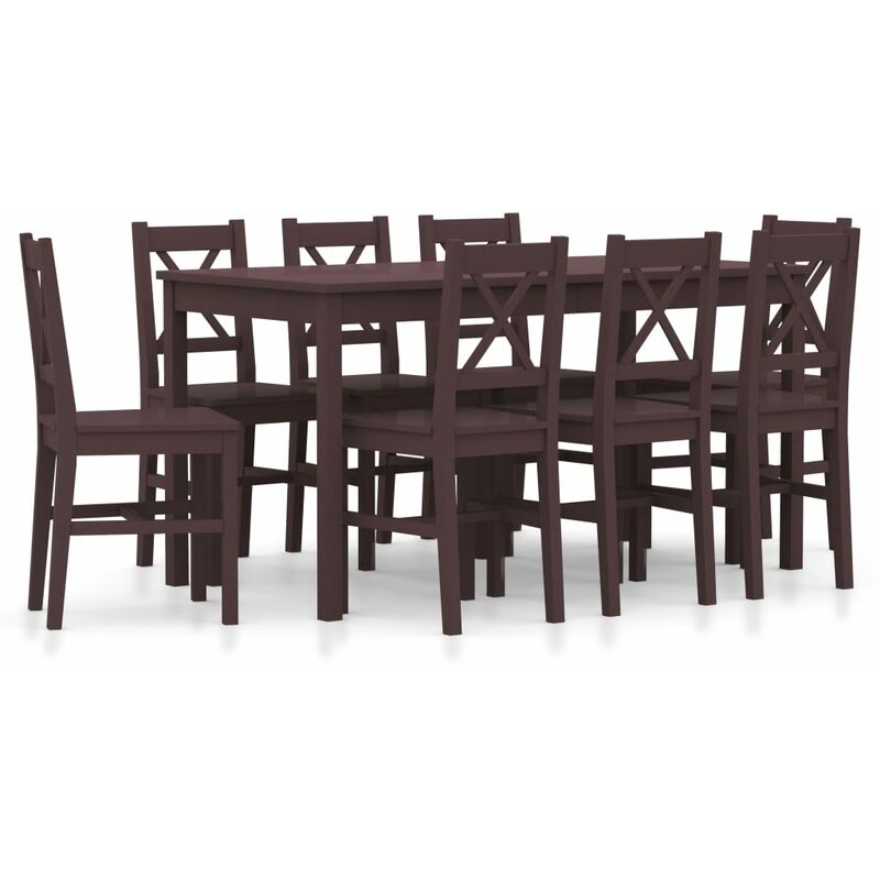 

Conjunto de comedor 9 piezas madera de pino marrón oscuro