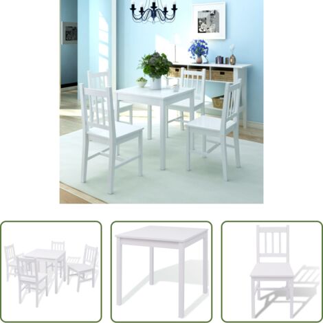 Conjunto de comedor -  Conjunto de comedor 5 piezas madera de pino blanco