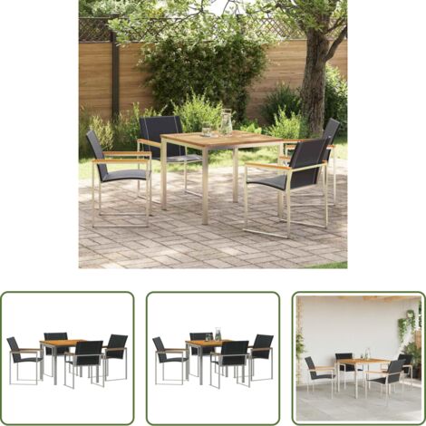 Conjunto de comedor -  Conjunto de Comedor de Jardín 5 pcs Madera de Acacia Sólida