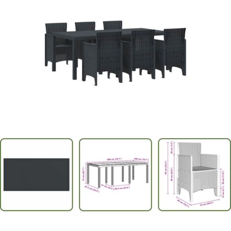 Conjunto de comedor -  Conjunto de Comedor de Jardín 7 pcs Antracita Polipropileno
