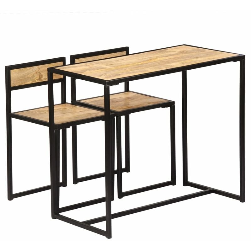 

vidaXL Conjunto de comedor de 3 piezas madera maciza de mango - Marrón