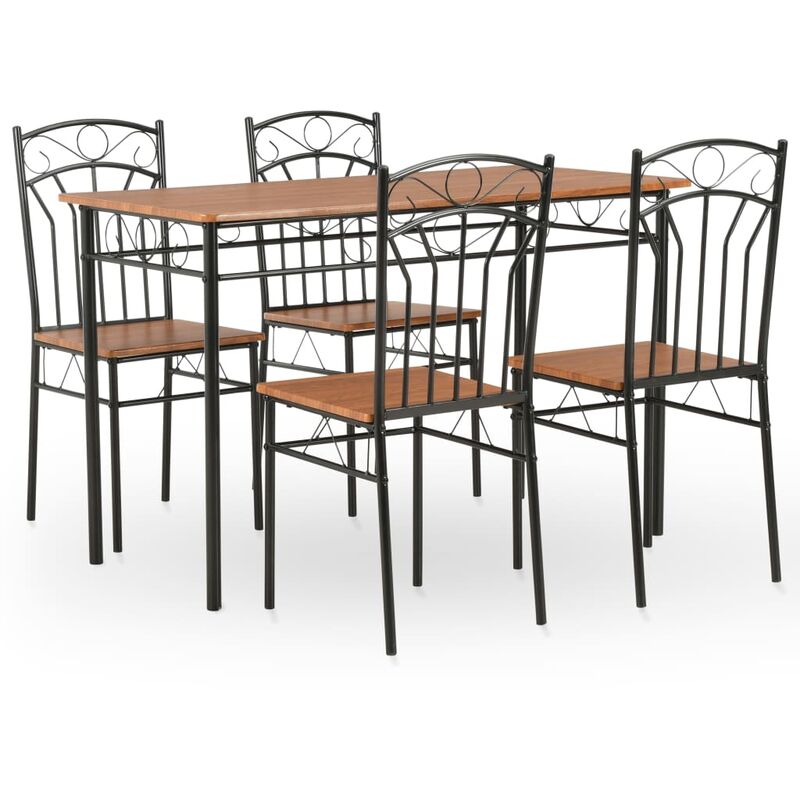 

Conjunto de comedor de 5 piezas MDF y acero marrón - Marrón