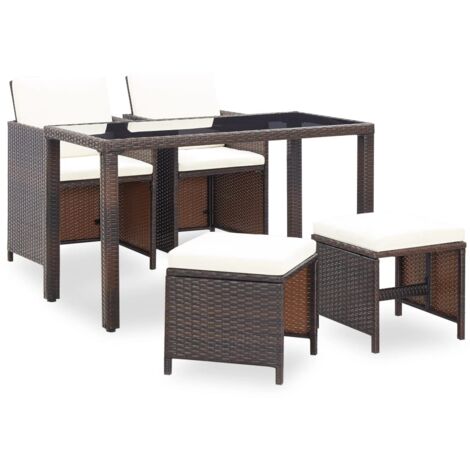 Conjunto de comedor de exterior 11 piezas marrón poli ratán Conjunto de comedor de exterior 11 piezas marrón poli ratán