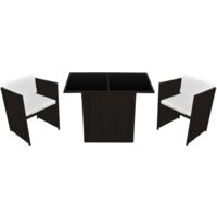 Conjunto de comedor de exterior 7 piezas poli ratán marrón