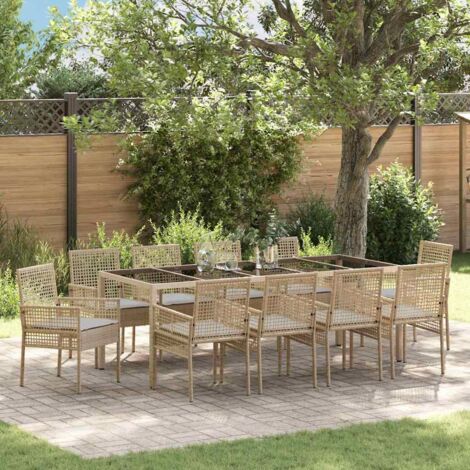 Conjunto de Comedor de Jardín 11 pcs Beige Poliratán