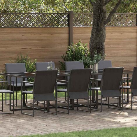 Conjunto de Comedor de Jardín 11 pcs Negro Acero
