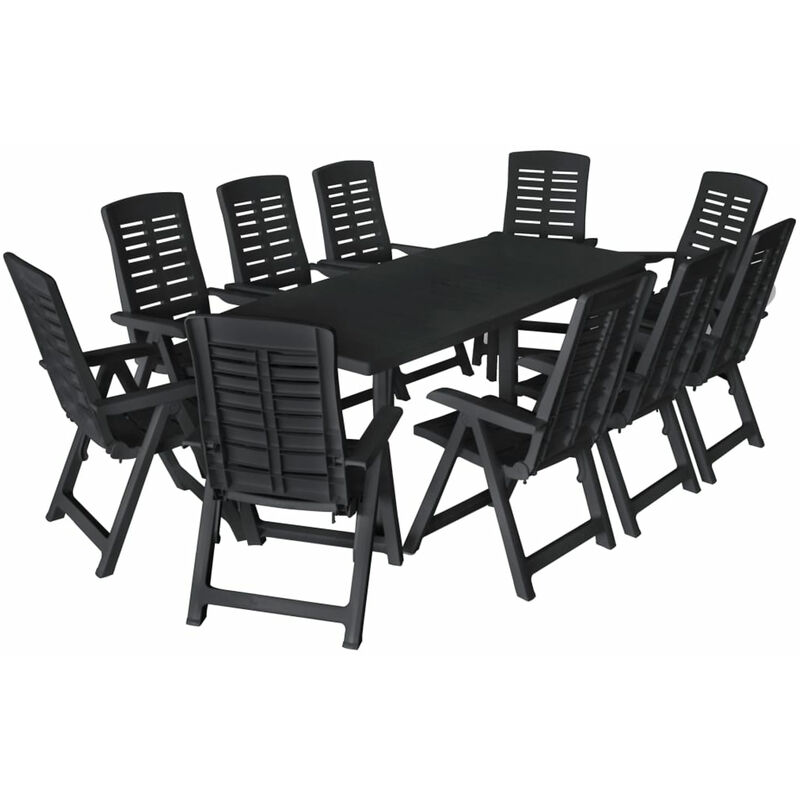 

Conjunto de comedor de jardin 11 piezas plastico gris antracita