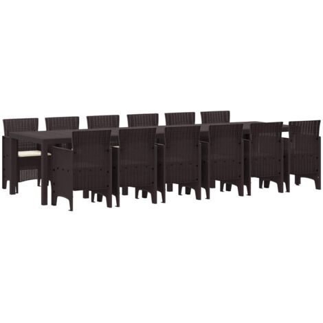 Conjunto de Comedor de Jardín 13 pcs Marrón Ratan Polt