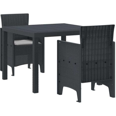 Conjunto de Comedor de Jardín 3 pcs Antracita Ratan Polt vidaXL