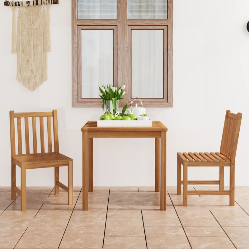 

Conjunto de comedor de jardin 3 piezas madera maciza de teca