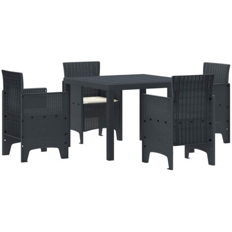 Conjunto de Comedor de Jardín 5 pcs Antracita Ratan Polt