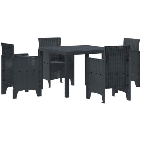 Conjunto de Comedor de Jardín 5 pcs Antracita Ratan Polt
