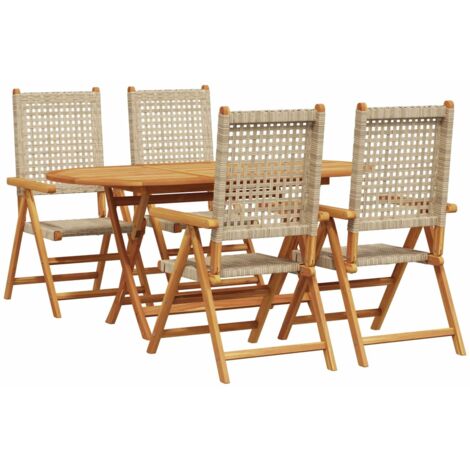Conjunto de Comedor de Jardín 5 pcs Beige