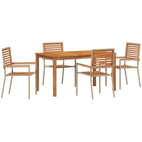 Conjunto de Comedor de Jardín 5 pcs Beige Poliratán vidaXL