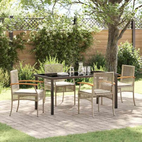 Conjunto de Comedor de Jardín 5 pcs Beige ratán sintético vidaXL