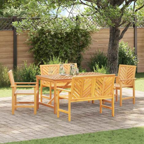 Conjunto de Comedor de Jardín 5 pcs Marrón 150 x 90 x 74 cm