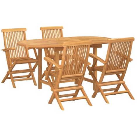 Conjunto de Comedor de Jardín 5 pcs Marrón 160 x 80 x 75 cm