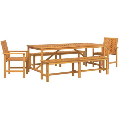 Conjunto de Comedor de Jardín 5 pcs Marrón 200 x 90 x 74 cm vidaXL