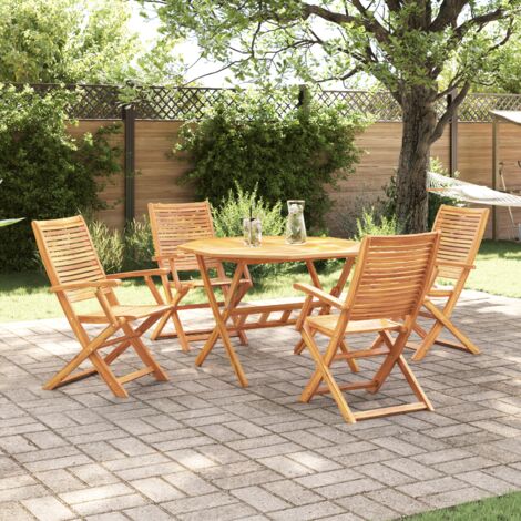 Conjunto de Comedor de Jardín 5 pcs Marrón vidaXL