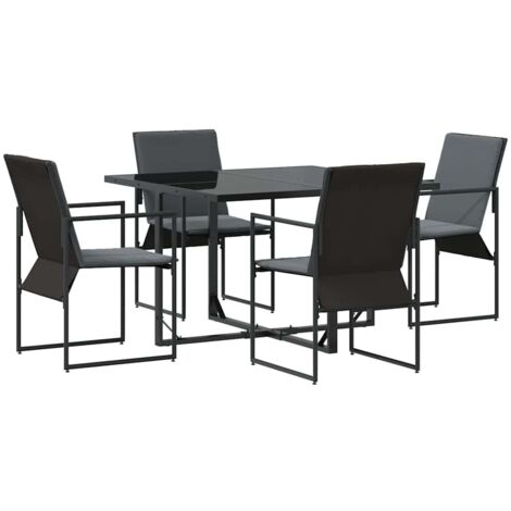 Conjunto de Comedor de Jardín 5 pcs Negro Acero