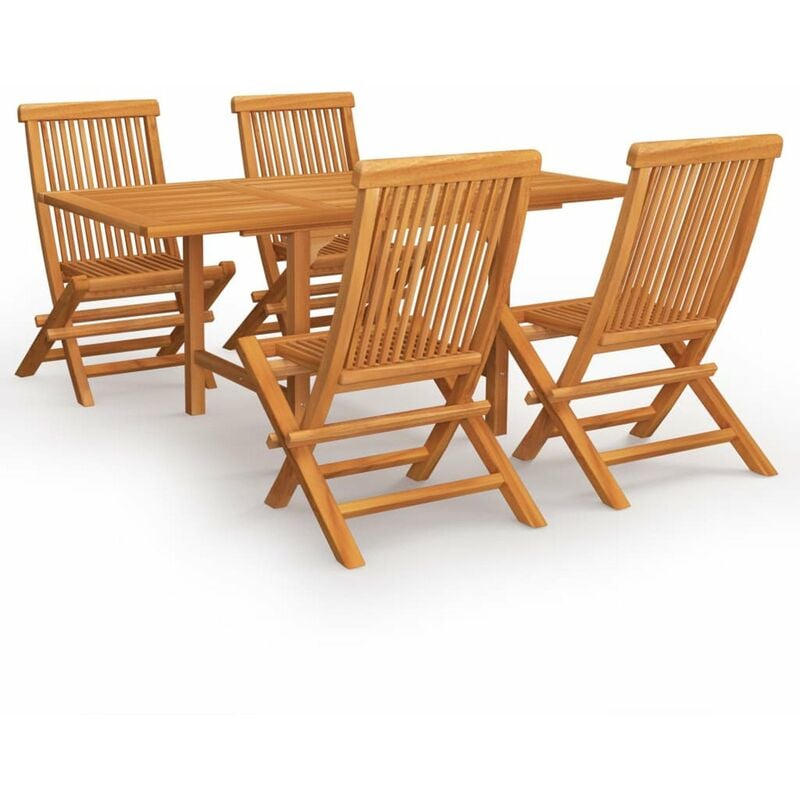 

Conjunto de comedor de jardin 5 piezas madera maciza de teca