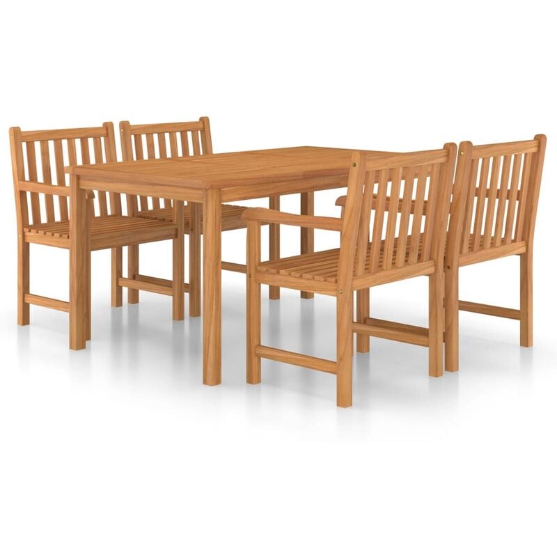 

Conjunto de comedor de jardín 5 piezas madera maciza de teca