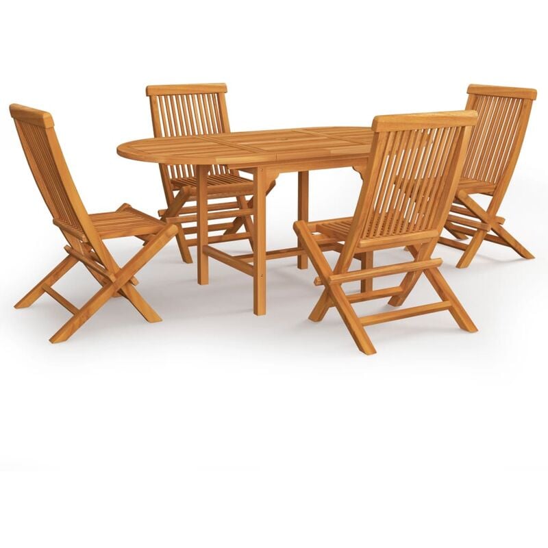 

Conjunto de comedor de jardín 5 piezas madera maciza de teca