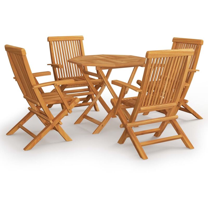 

Conjunto de comedor de jardín 5 piezas madera maciza de teca