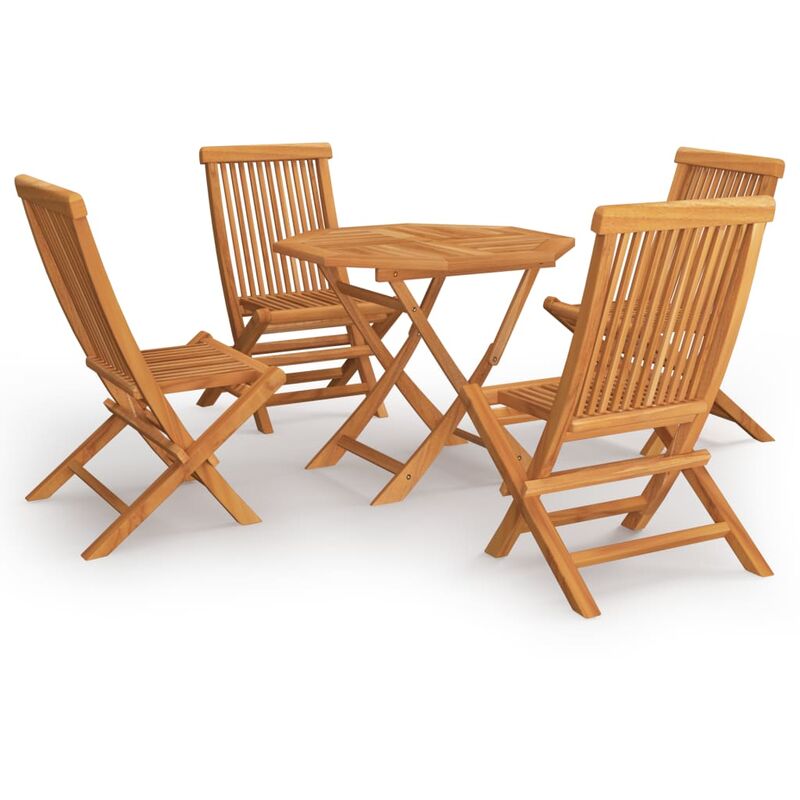 

Conjunto de comedor de jardín 5 piezas madera maciza de teca