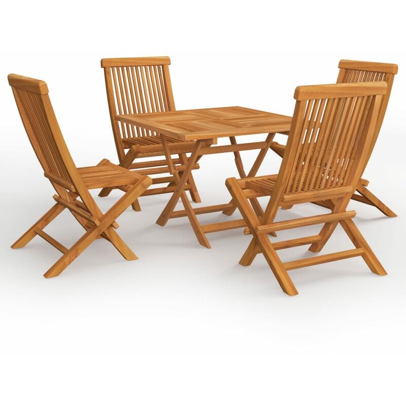 

Conjunto de comedor de jardín 5 piezas madera maciza de teca