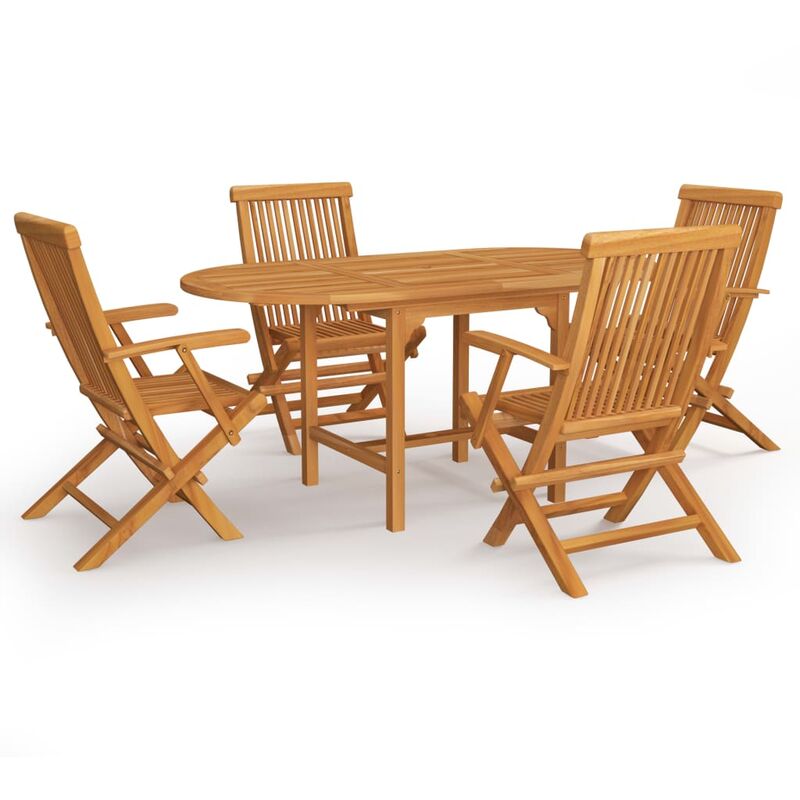 

Conjunto de comedor de jardín 5 piezas madera maciza de teca